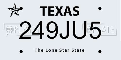 249JU5 Texas License Plate