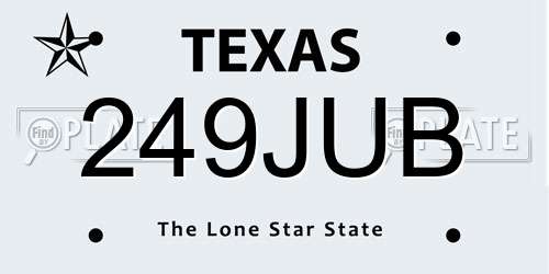 249JUB Texas License Plate