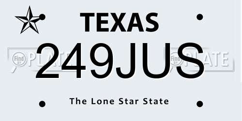 249JUS Texas License Plate