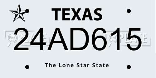 24AD615 Texas License Plate