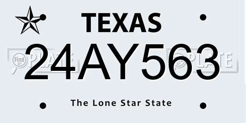 24AY563 Texas License Plate