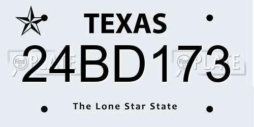 24BD173 Texas License Plate