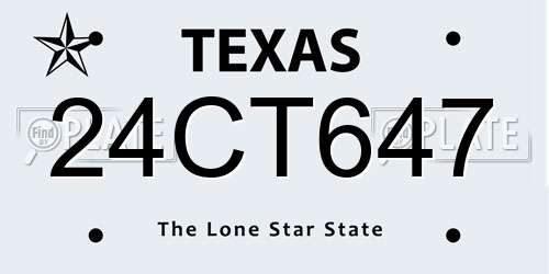 24CT647 Texas License Plate