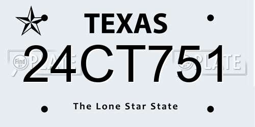 24CT751 Texas License Plate