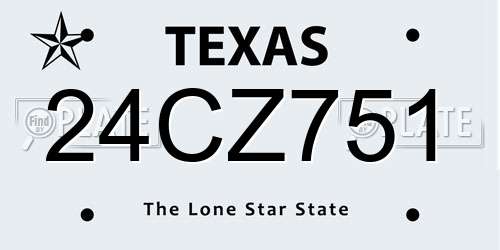 24CZ751 Texas License Plate