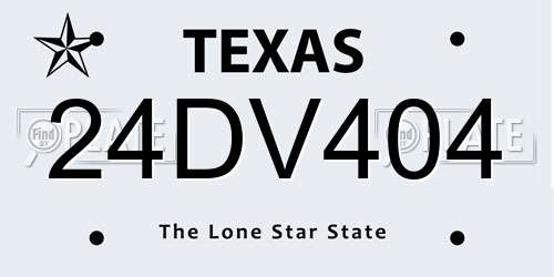 24DV404 Texas License Plate