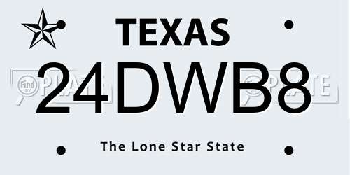 24DWB8 Texas License Plate