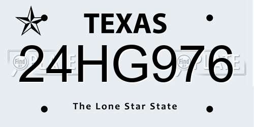 24HG976 Texas License Plate