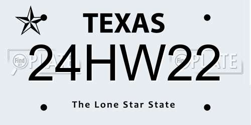 24HW22 Texas License Plate