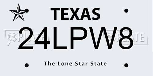 24LPW8 Texas License Plate
