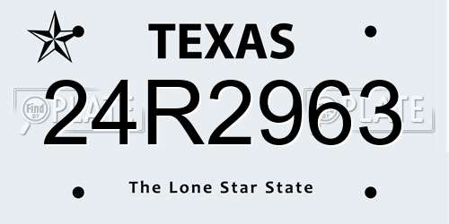 24R2963 Texas License Plate