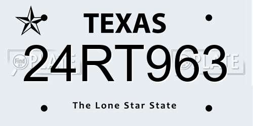 24RT963 Texas License Plate