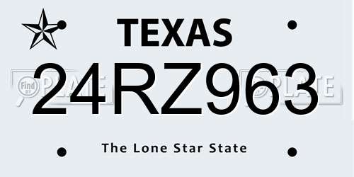 24RZ963 Texas License Plate