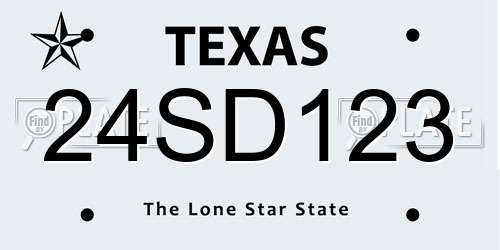 24SD123 Texas License Plate