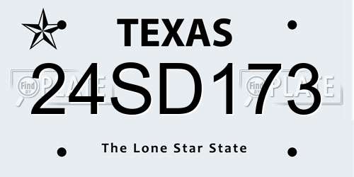 24SD173 Texas License Plate