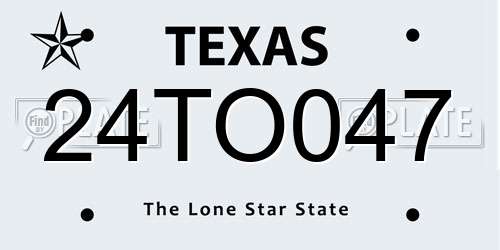 24TO047 Texas License Plate