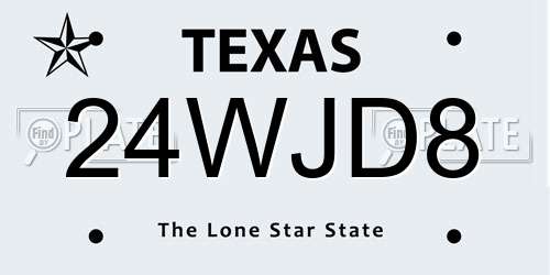 24WJD8 Texas License Plate