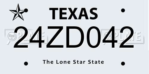 24ZD042 Texas License Plate