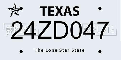 24ZD047 Texas License Plate