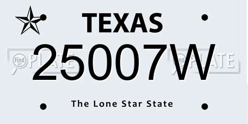 25007W Texas License Plate