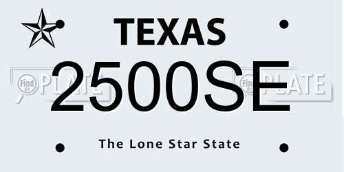 2500SE Texas License Plate