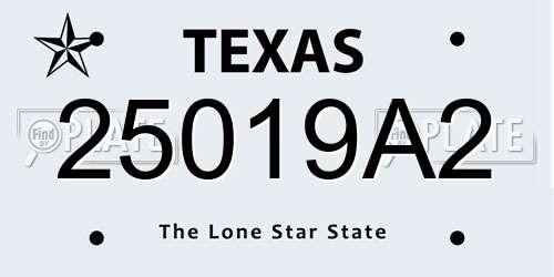 25019A2 Texas License Plate