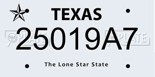 25019A7 Texas License Plate