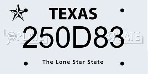 250D83 Texas License Plate