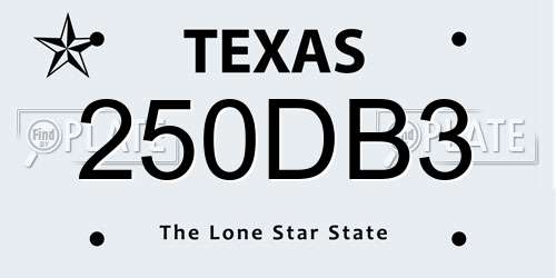 250DB3 Texas License Plate