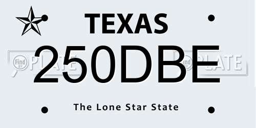 250DBE Texas License Plate