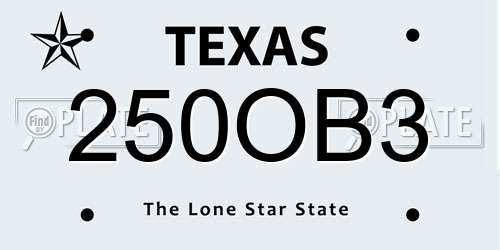250OB3 Texas License Plate