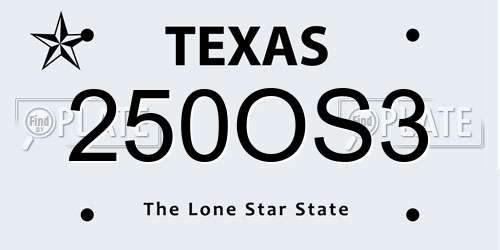 250OS3 Texas License Plate