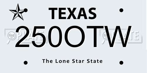 250OTW Texas License Plate