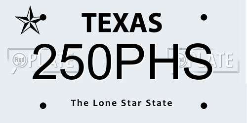 250PHS Texas License Plate