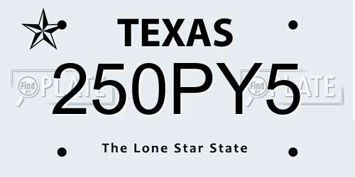 250PY5 Texas License Plate