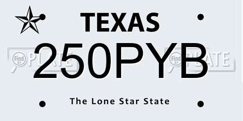 250PYB Texas License Plate