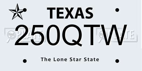 250QTW Texas License Plate