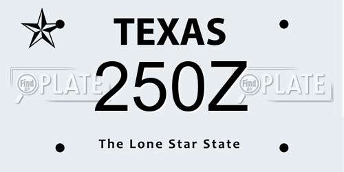 250Z Texas License Plate