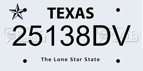 25138DV Texas License Plate