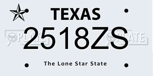 2518ZS Texas License Plate