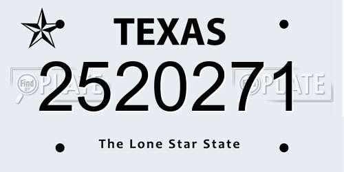 2520271 Texas License Plate