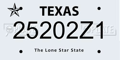 25202Z1 Texas License Plate