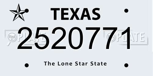 2520771 Texas License Plate