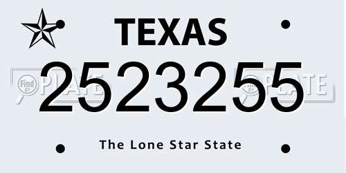 2523255 Texas License Plate