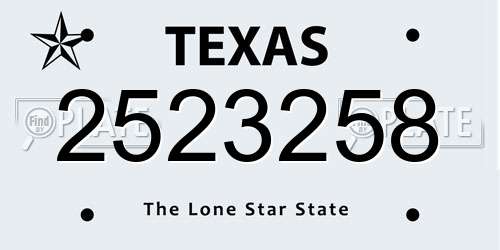 2523258 Texas License Plate