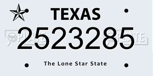 2523285 Texas License Plate