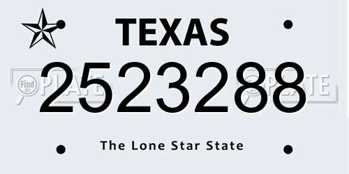 2523288 Texas License Plate