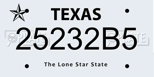 25232B5 Texas License Plate