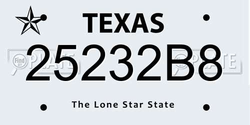 25232B8 Texas License Plate