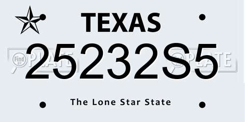 25232S5 Texas License Plate
